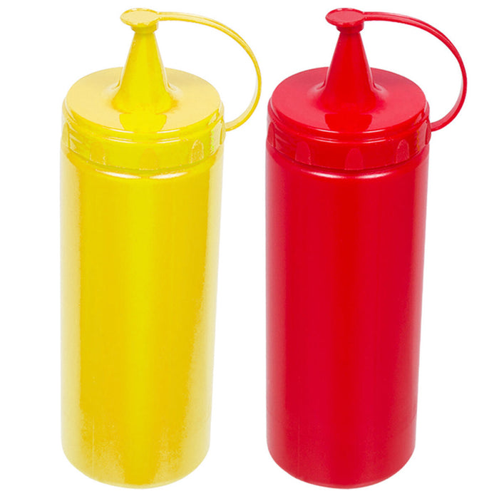 2 PC 13oz Plastic Squeeze Bottle Condiment Ketchup Mustard Oil Mayo Sauce Colors
