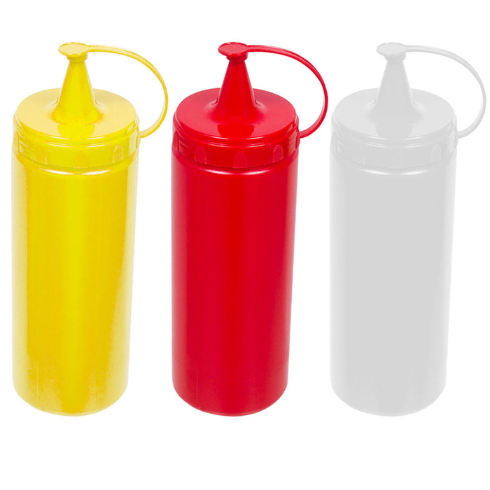 2 PC 13oz Plastic Squeeze Bottle Condiment Ketchup Mustard Oil Mayo Sauce Colors