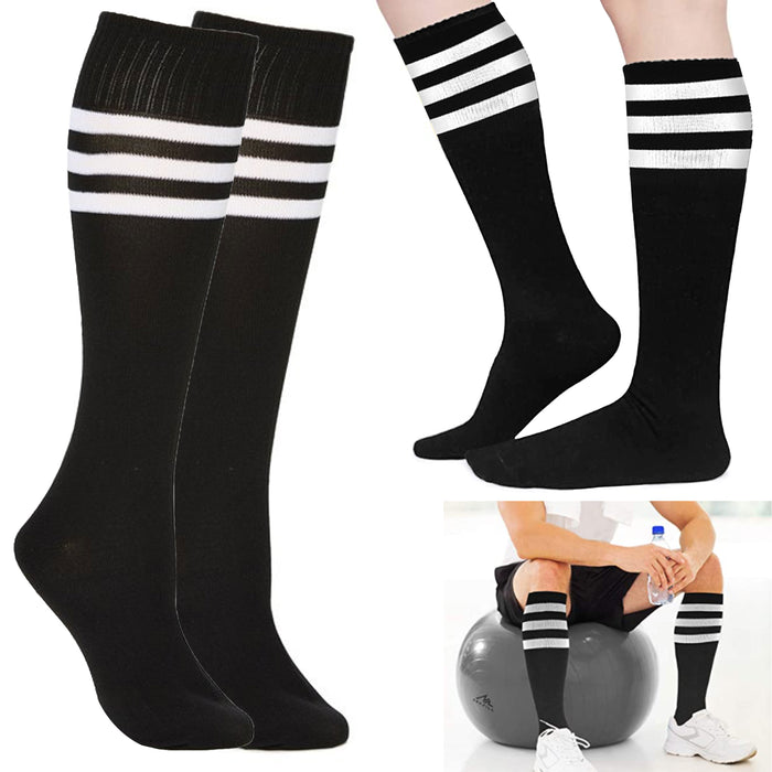 Pair Compression Socks Women Men Long Knee High 18-15mmhg Athletic Run Black S-M