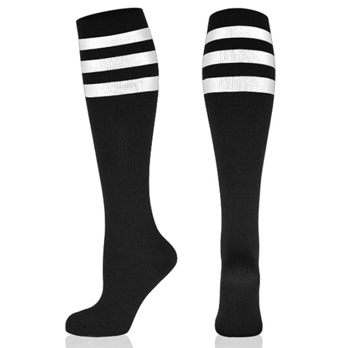 Pair Compression Socks Women Men Long Knee High 18-15mmhg Athletic Run Black S-M