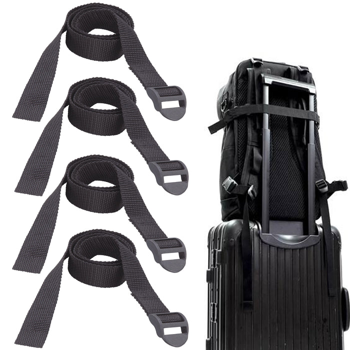 4 Pc Plastic Ladder Lock Webbing Strap Buckle Bag Backpack Fastener Black 4Ft