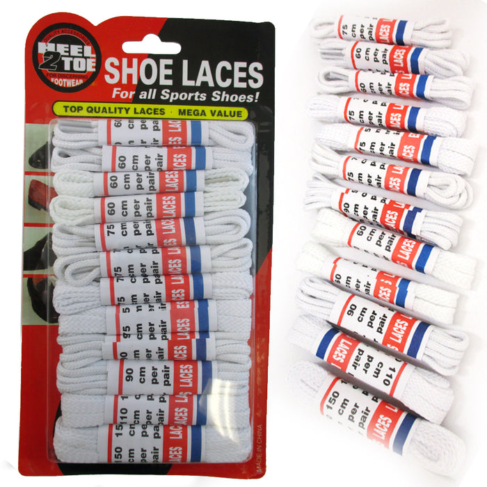 White 12 Pair Shoe Laces Sports Boots Sneakers Casual Tennis Dress
