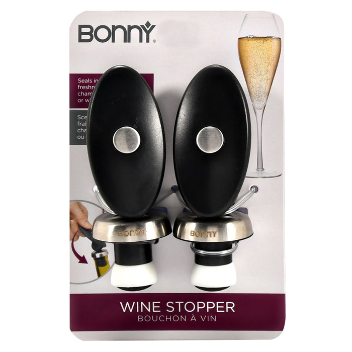 2 Pcs Wine Bottle Stopper Bonny Bar Cork Seal Freshness Champagne Push Lock Plug