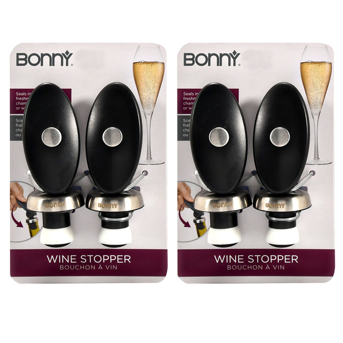 4 Pcs Bonny Bar Wine Stopper Bottle Cork Seal Freshness Champagne Push Lock Plug