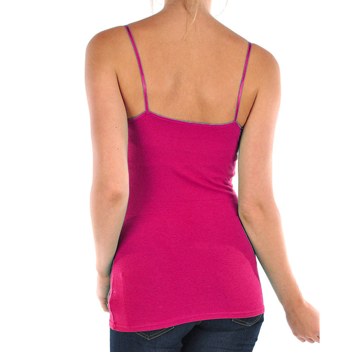 Women Cami Camisole Tank Top Basic Spaghetti Strap Layering Plain Tunic Cotton L