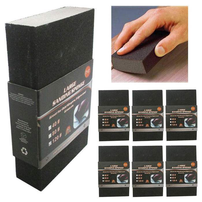 6 x Sanding Sponge #120 Drywall Sanding Block Pad Sandpaper Large Grit