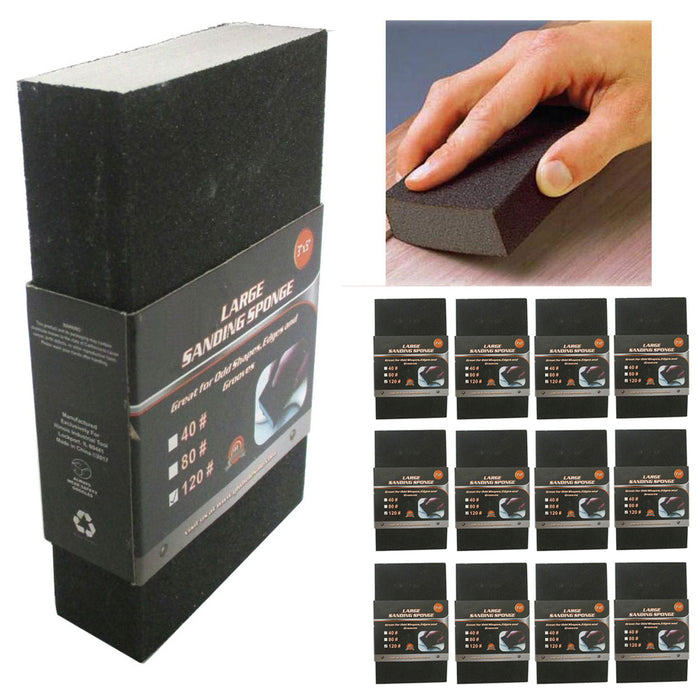 12 Sanding Sponge Paper 120 Grit Fine Block Sandpaper Patching Repair Drywall !