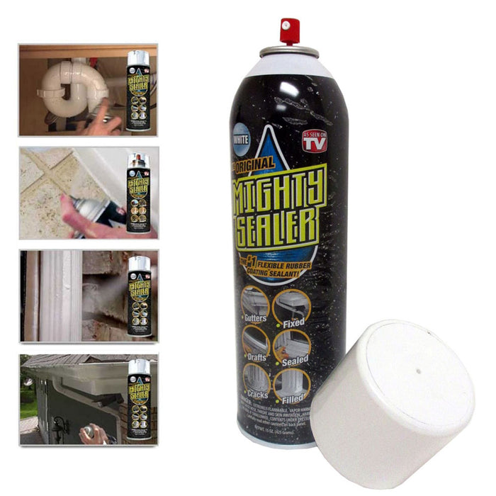 The Original Mighty Sealer Flexible Rubber Coating Sealant 15oz Spray Can White