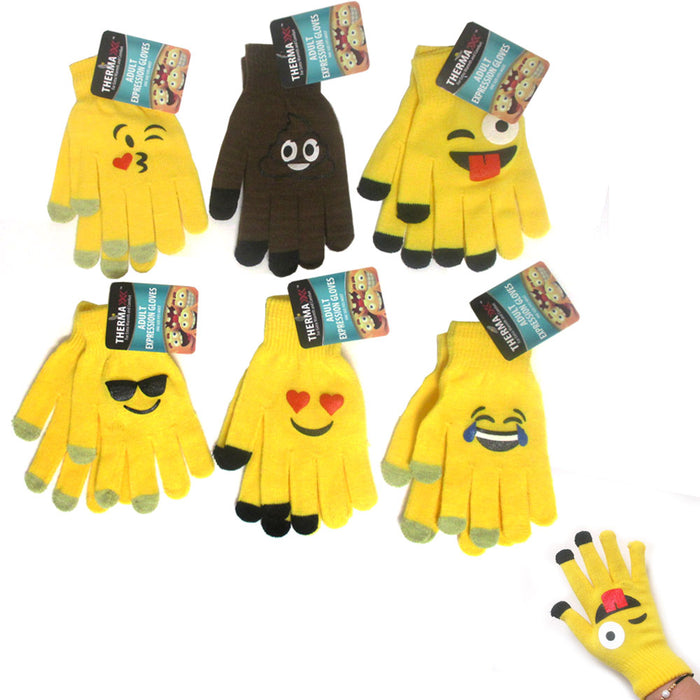 3 Pairs Emoji Gloves Unisex Touch Sensitive Glove Adults Kids Expression Hot New