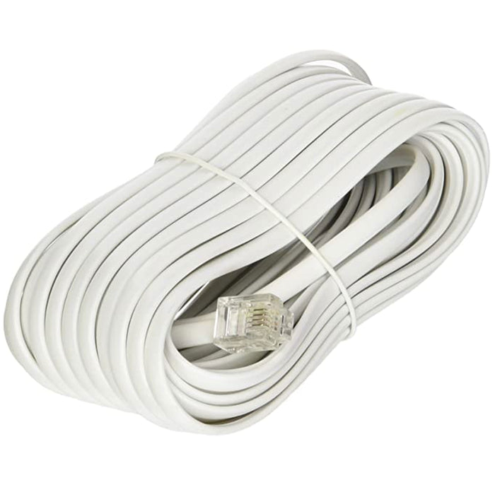 1 X 25 Feet RJ11 4C Modular Telephone Extension Phone Cord Cable Line Wire White
