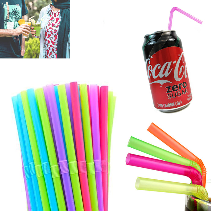 150 Ct Flexible Bendy Long Straws Plastic Party Bar Drinking Supplies Fun Colors