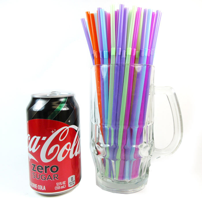 600 Pcs Colorful Party Straws Long Flexible Bendy Bar Drinking Supplies Plastic