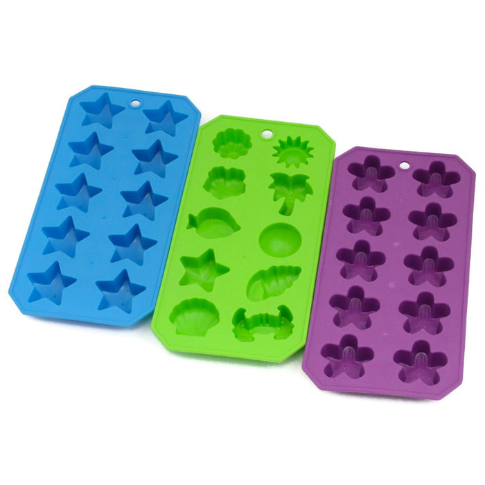 3 Pack Silicone Easy Pop Out Ice Cube Chocolate Maker Shapes Mold Tray BPA Free