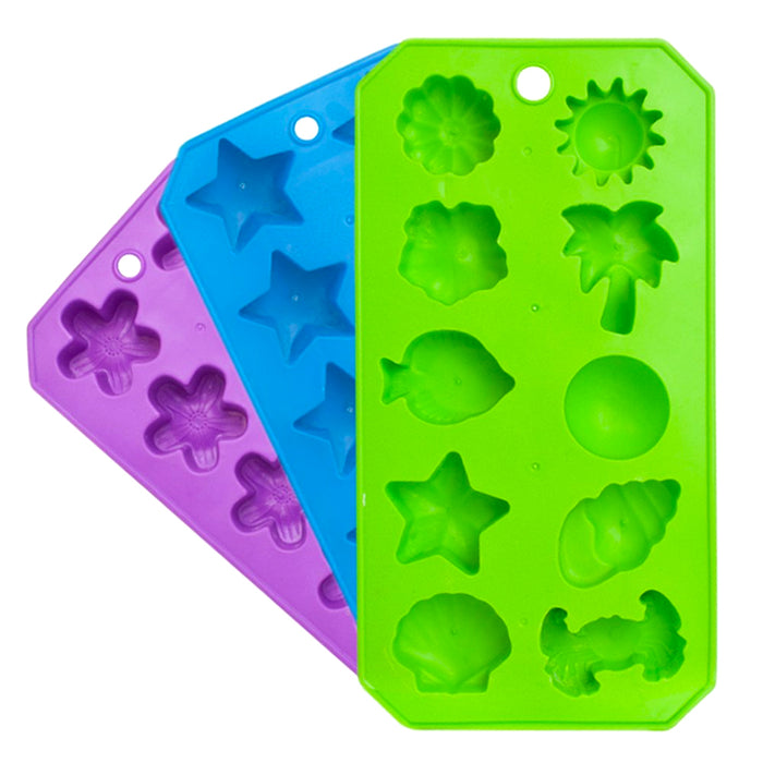 3 Pack Silicone Easy Pop Out Ice Cube Chocolate Maker Shapes Mold Tray BPA Free