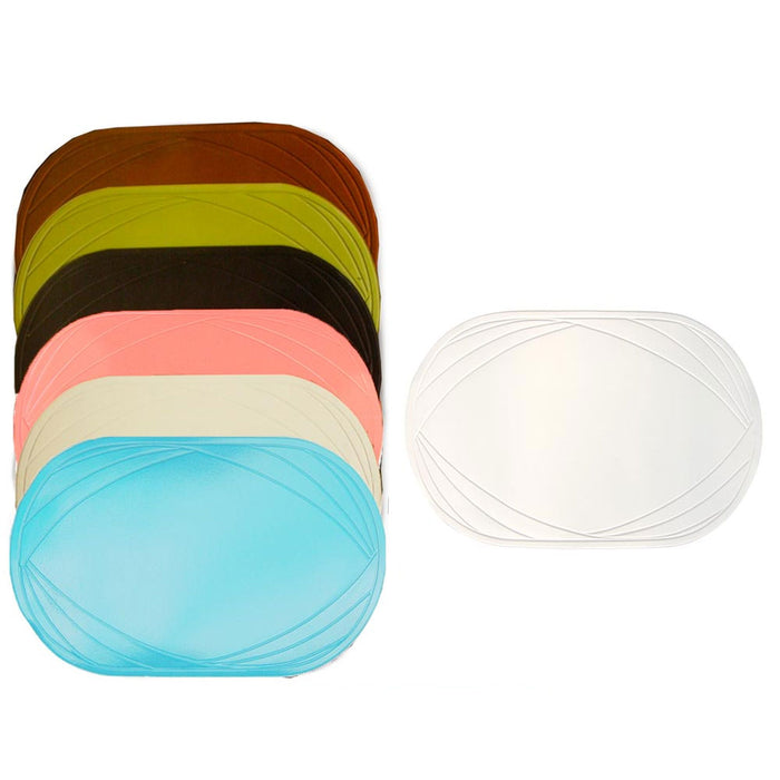2 Piece Vinyl Placemat Kitchen Home Decor Table Protection Oval Round Mat New !