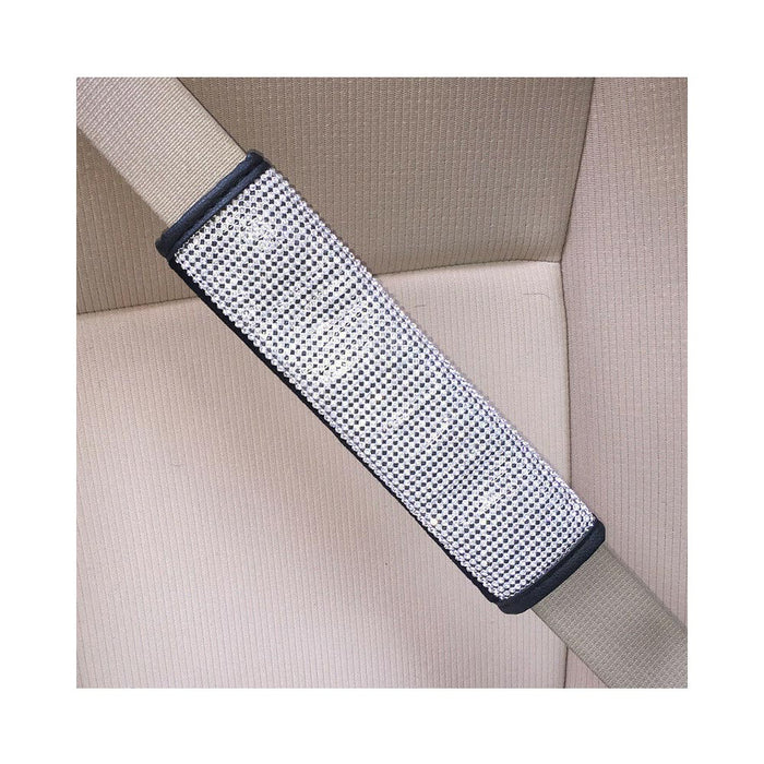 Crystal Silver Seat Belt Shoulder Pad Bling Car Cover Interior Cushion Accessory