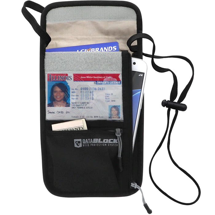Lewis N Clark Travel Passport Holder Security Neck Stash Pouch Wallet RFID Block