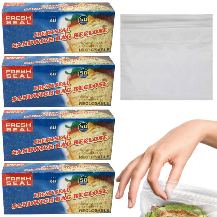 200 Ct Reusable Freezer Bags Snack Sandwich Fruits Press Seal Resealable Storage