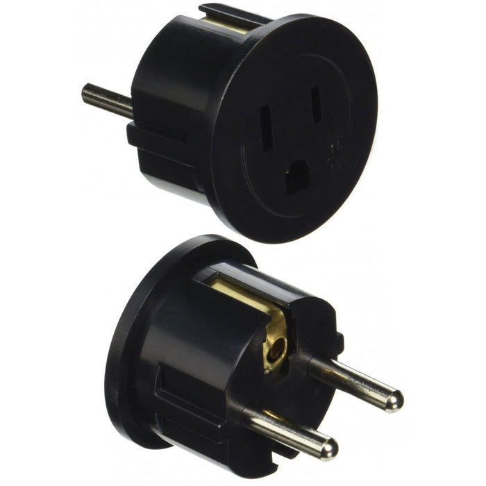 1 US To European EU 3 Prong 2 Pin Plug Travel Converter Grounded Adapter Black