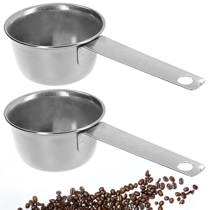 2 Measuring Spoon Handle 30mL Ground Coffee Stainless Steel Scoop Tea Sugar 1 Oz