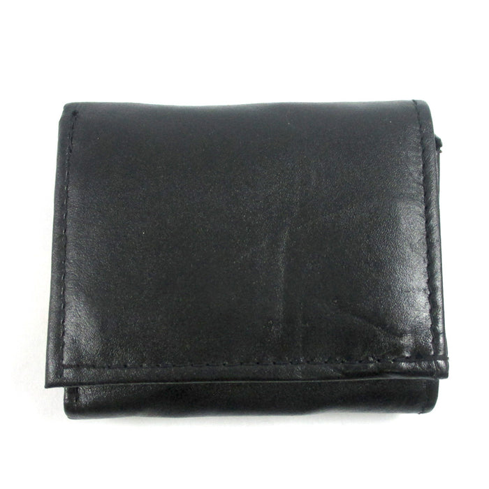 Mens Genuine Leather Trifold Wallet Slim RFID Blocking Black ID Holder Window