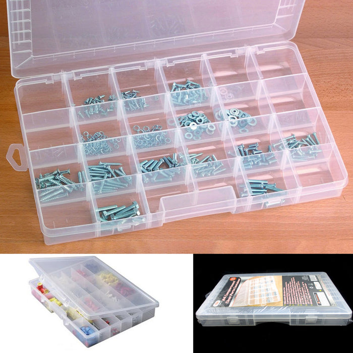 ATB 24 Compartment Organizer Plastic Bin Portable Parts Storage Container Case Bolts
