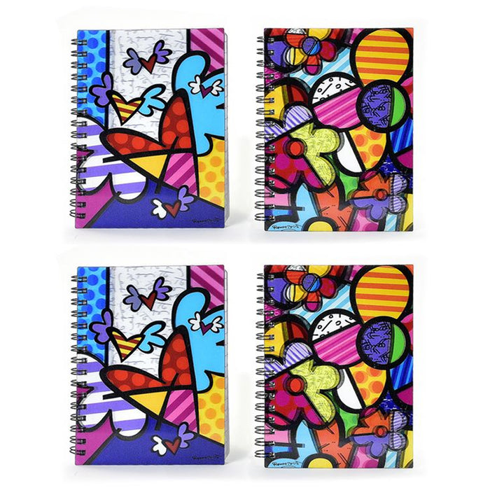 Set of 4 Romero Britto Memo Pad Notebook Journal Art Gift 3D Motion Home Office