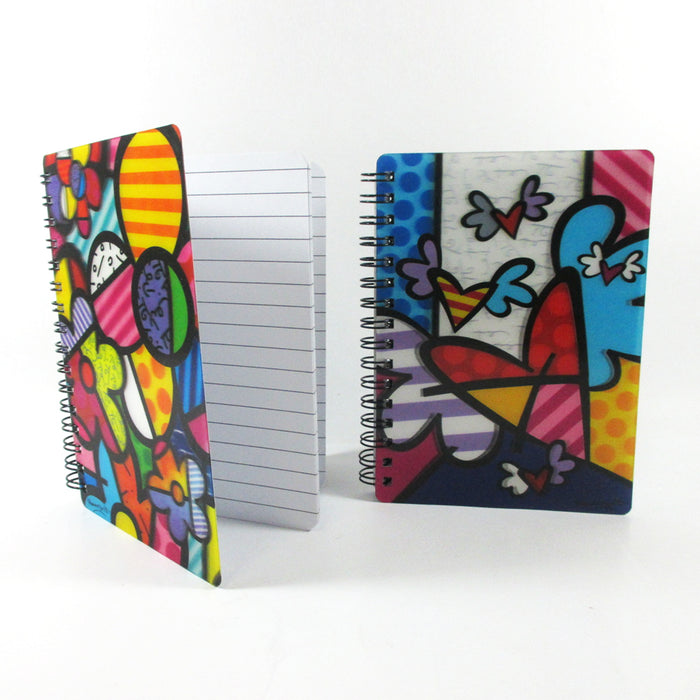 2Pc Set Romero Britto Memo Pad Notebook Journal Art Gift 3D Motion Home Office !