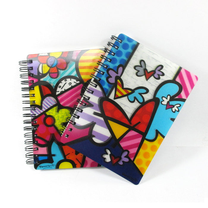 2Pc Set Romero Britto Memo Pad Notebook Journal Art Gift 3D Motion Home Office !