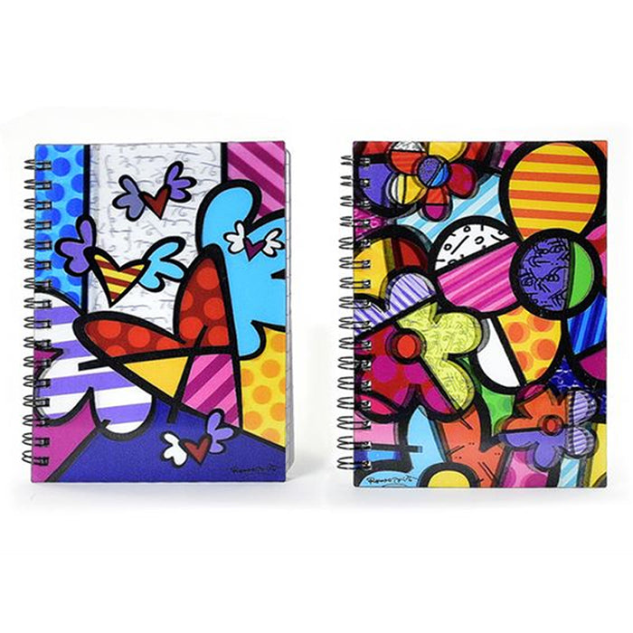 2Pc Set Romero Britto Memo Pad Notebook Journal Art Gift 3D Motion Home Office !