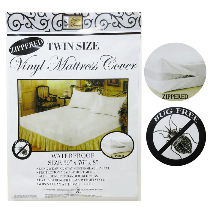 12 Twin Size Mattress Cover Vinyl Waterproof Zipper Block Allergy Bug Dust Mite