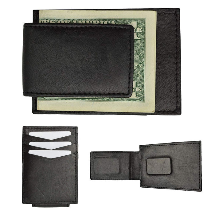 Mens Genuine Leather Money Clip Magnet Front Pocket Wallet Slim ID Card Case New