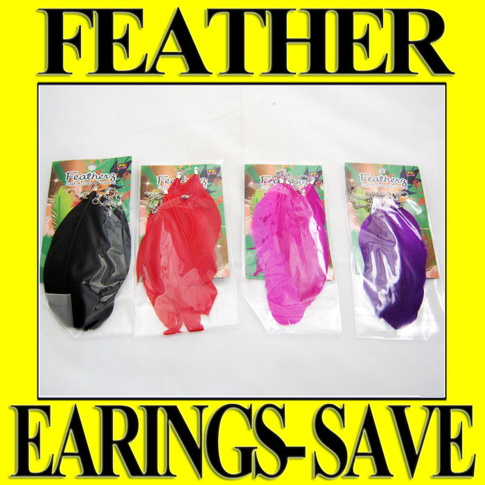 2 Pairs Feather Earrings Accessories Jewelry Drop Dangle Style Handmade Fashion