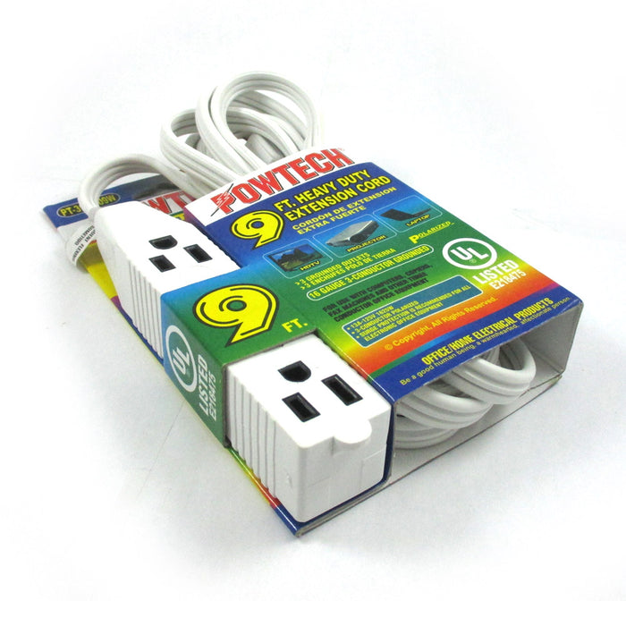 Power Extension Cord 3 Outlet 3 Prong UL Listed 16 Gauge 9 Ft Electrical Cable