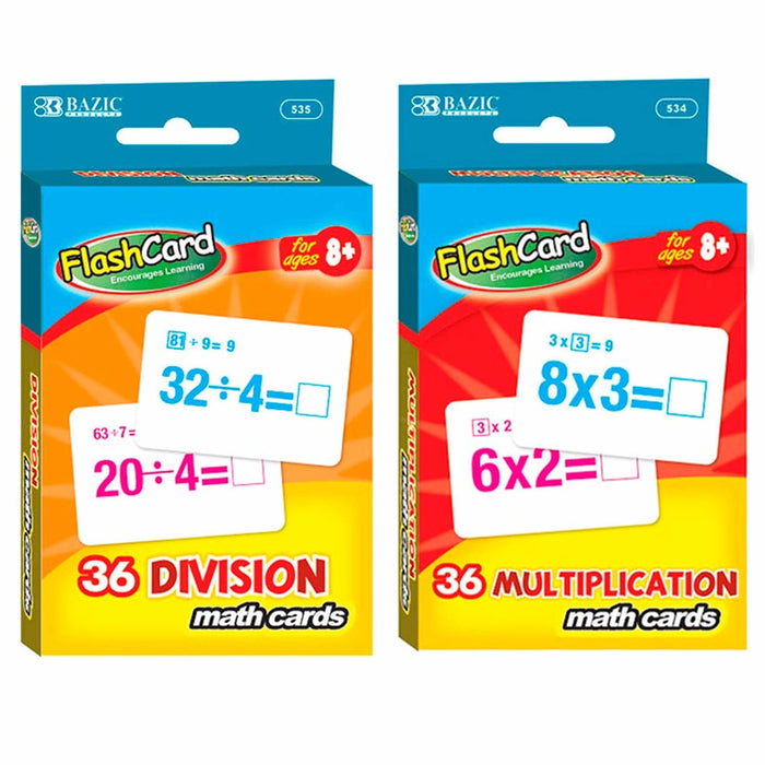 Flash Cards Set 2 Homeschool Learning Educational Multiplication Division Math