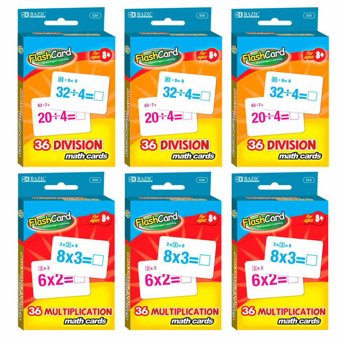 6 Packs Flash Cards Math Learning Educational Multiplication Division Homeschool