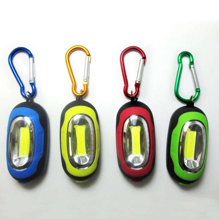 12x COB LED Keychain Portable Flashlight Key Ring Carabiner Camping Light Hiking