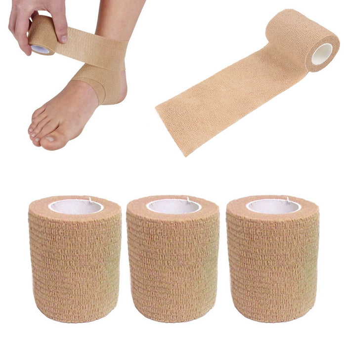 3Pc Self Adhering Bandages 3in x 2yd Sports Stretch Wrap Adherent Tape First Aid