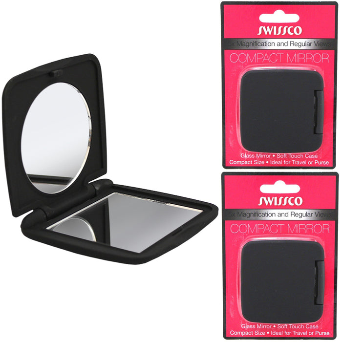 Lot of 2 Compact Hand Mirror Cosmetic Portable Folding Makeup Magnifying Square