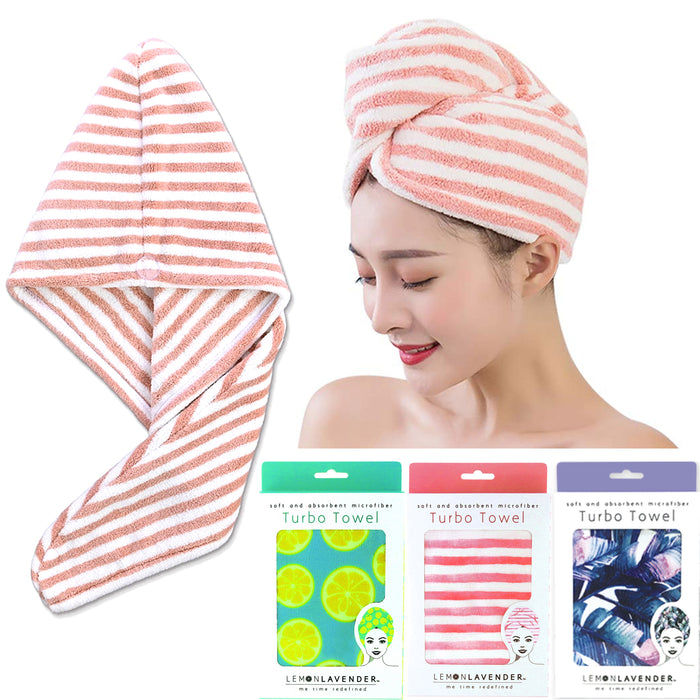 2 Pc Rapid Fast Drying Hair Absorbent Towel Turban Wrap Soft Shower Bath Cap Hat