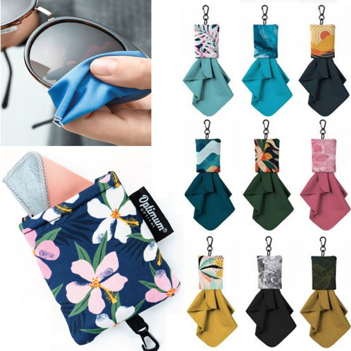 2 Pc Microfiber Phone Screen Camera Lens Glasses Square Cleaning Cloth Carabiner