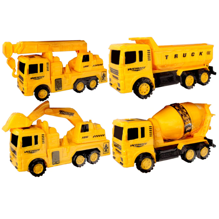 4 X Toy Truck Construction Tractor Car Pull Back Friction Model Vehicle Kid Gift