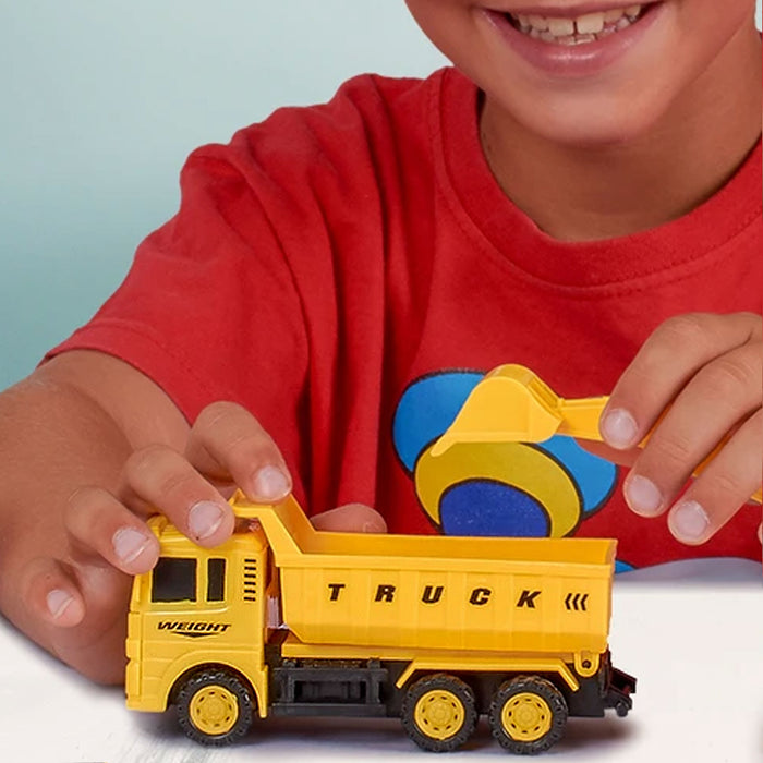 8 Friction Powered Toy Trucks Construction Tractor Pull Back Model Vehicle Gift