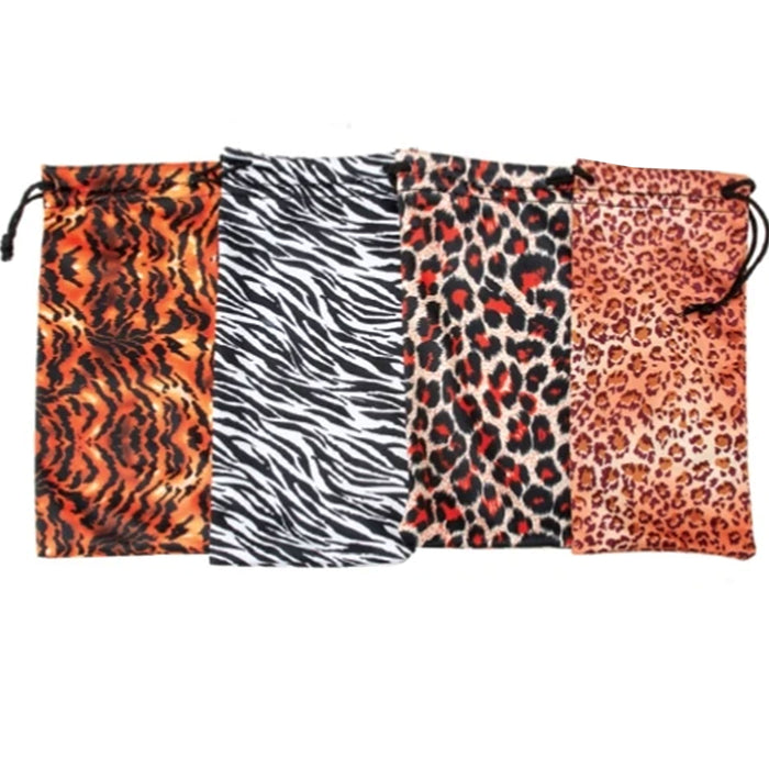 2 Pc Animal Print Eye Glasses Sunglasses Case Drawstring Soft Pouch Bag Eyewear