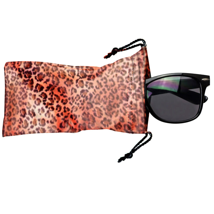 2 Pc Animal Print Eye Glasses Sunglasses Case Drawstring Soft Pouch Bag Eyewear