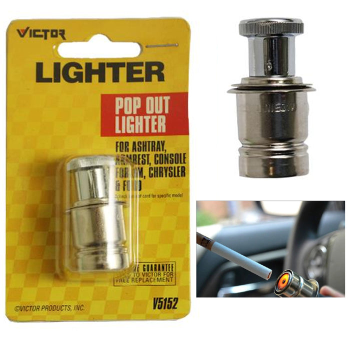 2 Pc Chrome 12 Volt Car Auto Pop Out Cigarette Lighter Replacement 12v Socket