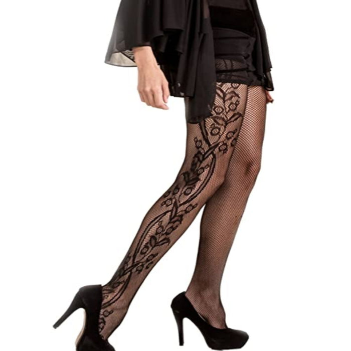 1 Women Plus Fishnet Stockings Pantyhose Floral Lace Inset Sexy Mesh Q —  AllTopBargains
