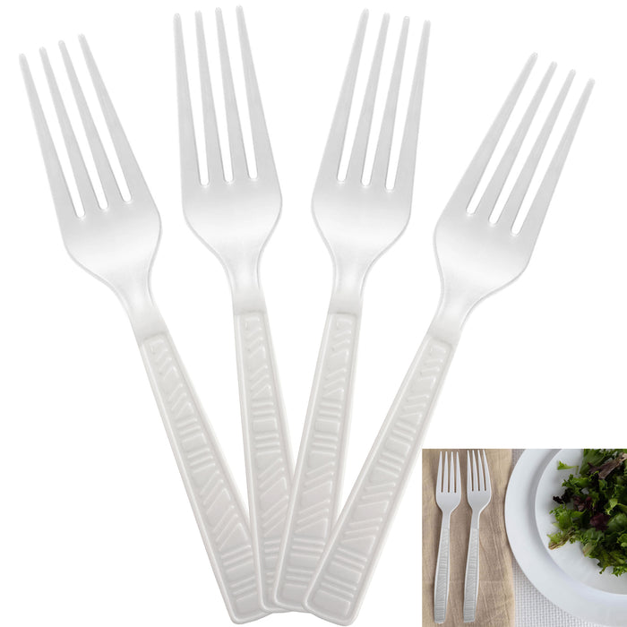 100 Pc White Strong Disposable Plastic Forks Cutlery Utensils Party Restaurant
