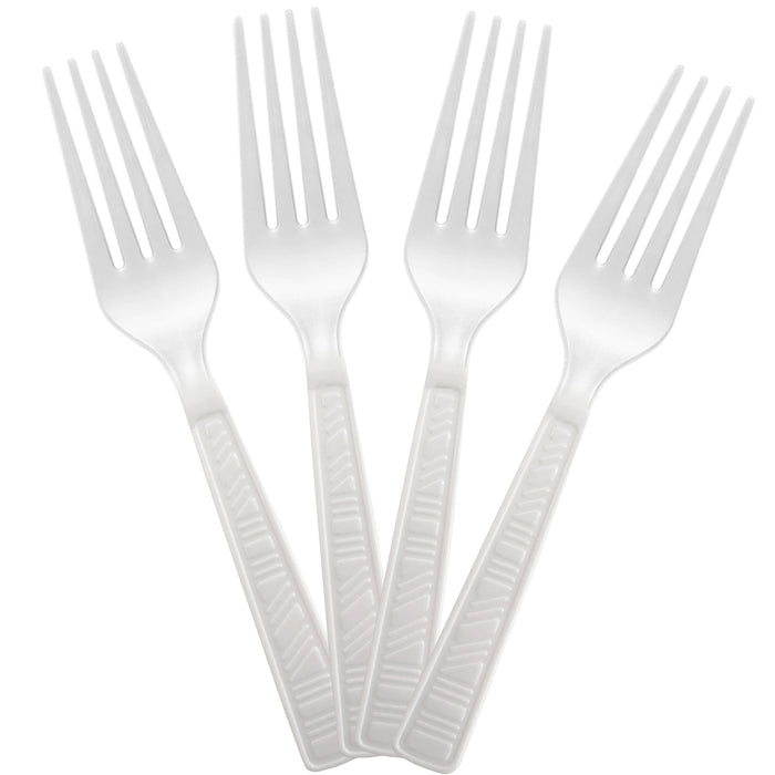 200 X White Plastic High Quality Forks For BBQ Party Tableware Wedding Cutlery