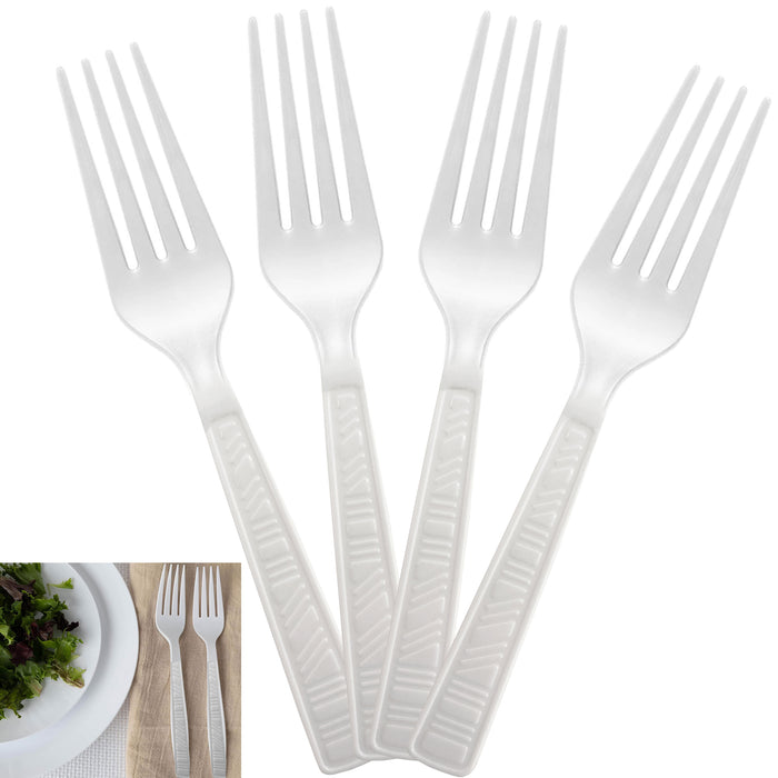200 X White Plastic High Quality Forks For BBQ Party Tableware Wedding Cutlery
